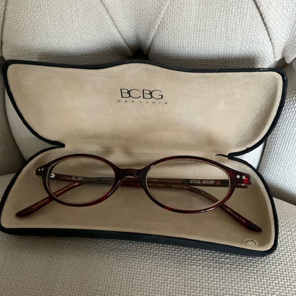 BCBGMaxAzria Burgundy Oval Eyeglass Frames